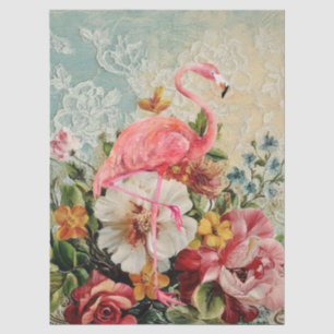 Shabby Chic Rosa Flamingo Blumen Decoupage Seidenpapier