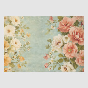 Shabby Chic Rosa Gelbe Antike Blumen Decoupage Seidenpapier