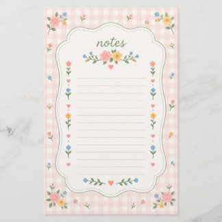 Shabby Chic Rosa Gingham-Blumenpapier Briefpapier