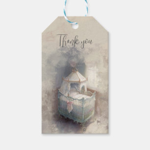 Shabby Chic-Rosa-Kinderkrippe Geschenkanhänger