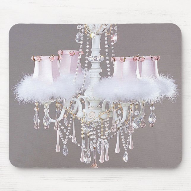 Shabby Chic-rosa Leuchter-Mausunterlage Mousepad (Vorne)