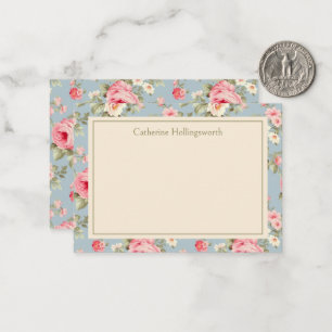 Shabby Chic Rosa Pfingstrosen Floral Personalisier Mitteilungskarte