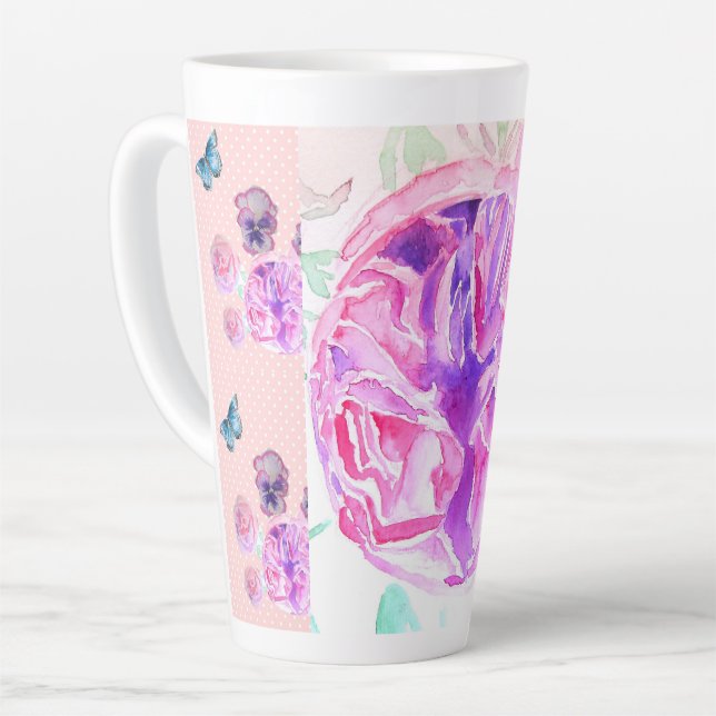 Shabby Chic Rosa Rose Blume Rose Milchtasse (Linke Ecke)