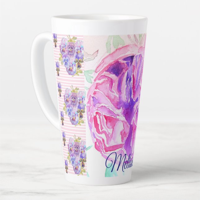 Shabby Chic Rosa Rose Blume Rose Milchtasse (Linke Ecke)