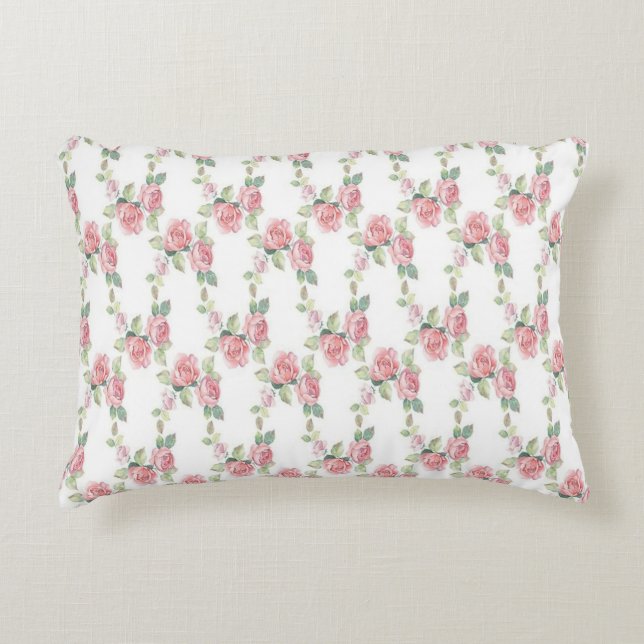 Shabby Chic Rosa Rose Dekokissen (Vorderseite)