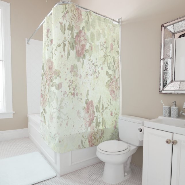 Shabby Chic Rosa Rose Duschvorhang (Beispiel)