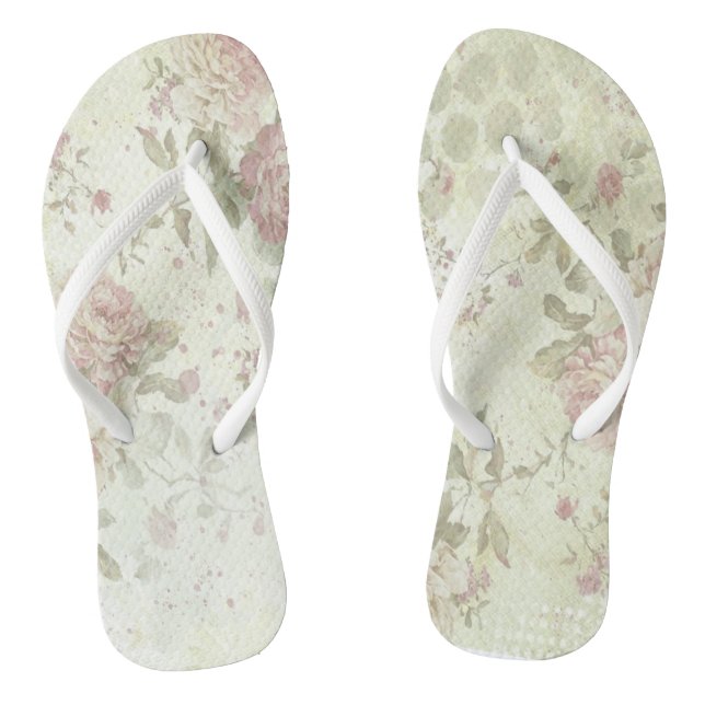 Shabby Chic Rosa Rose Flip Flops (Fußbett)