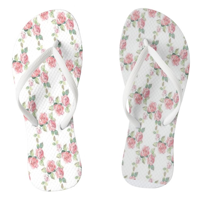 Shabby Chic Rosa Rose Flip Flops (Fußbett)