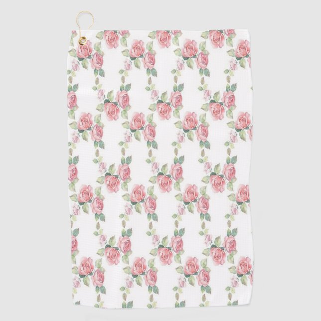 Shabby Chic Rosa Rose Golfhandtuch (Vorderseite)