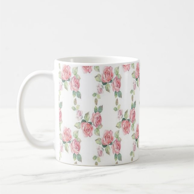 Shabby Chic Rosa Rose Kaffeetasse (Links)