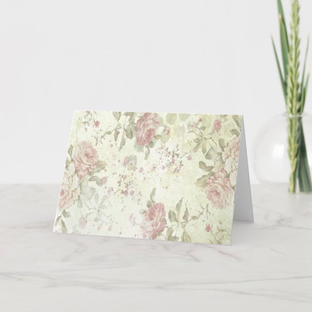 Shabby Chic Rosa Rose Karte (Vorderseite)