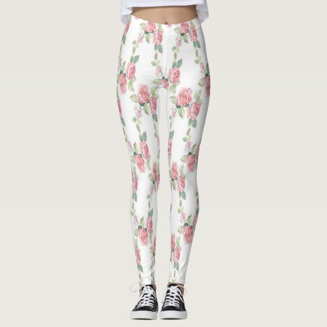 Shabby Chic Rosa Rose Leggings (Vorderseite)