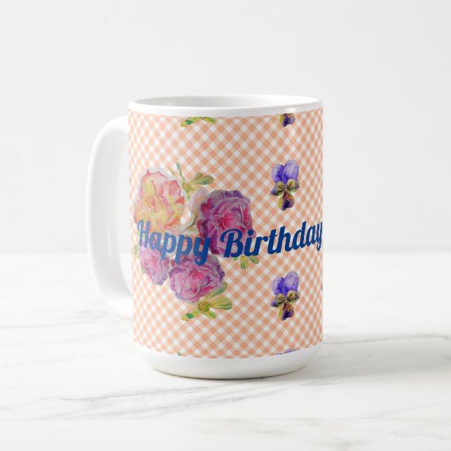 Shabby Chic Rosa Rose und Violetten Tasse (Vorderseite Links)
