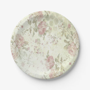 Shabby Chic Rosa Rosen Blumen Pappteller