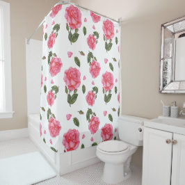 Shabby Chic Rosa Rosen Blumenmuster Duschvorhang