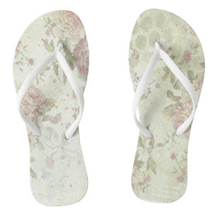 Shabby Chic Rosa Rosen Blumenmuster Flip Flops