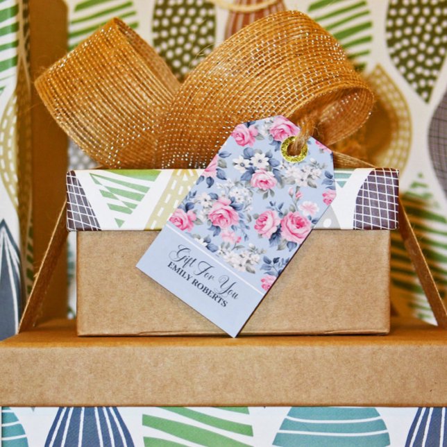 Shabby Chic Rosa Rosen Nahtloses Muster Geschenkanhänger (Von Creator hochgeladen)