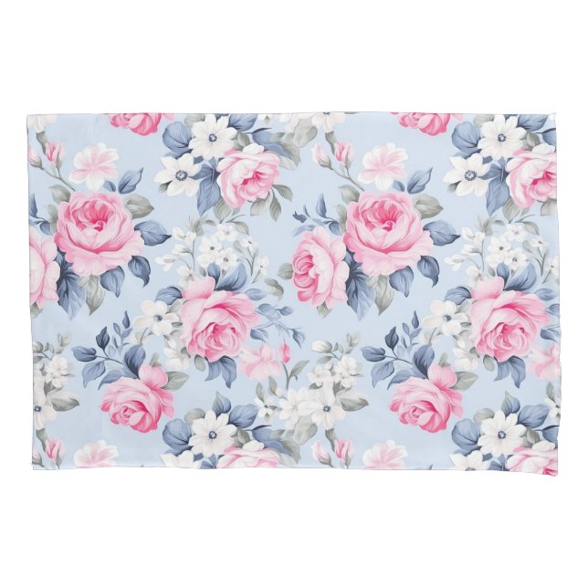 Shabby Chic Rosa Rosen Nahtloses Muster Kissenbezug (Vorderseite)