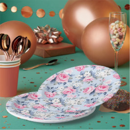 Shabby Chic Rosa Rosen Nahtloses Muster Pappteller