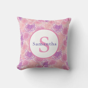 Shabby Chic Rosa Rosen Personalisiert Monogramm Kissen