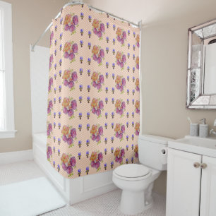Shabby Chic Rosa Rosen und Violetten Duschvorhang