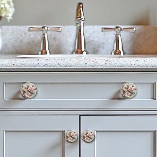 Shabby Chic Rosa Rosenknospen verrückt geprägte  Keramikknauf