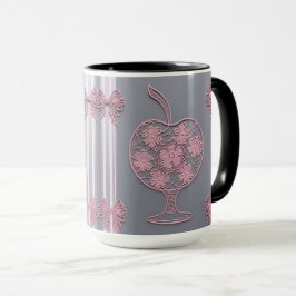 Shabby Chic Rosa Spitze Apfel Floral Vintage Grau  Tasse