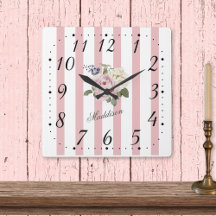 Shabby Chic Rosa Streifen Rose Bouquet Mit Monogra