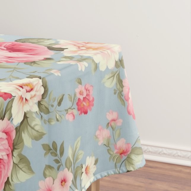 Shabby Chic Rosa und Blaue Hütte Rose Tischdecke (Beispiel)
