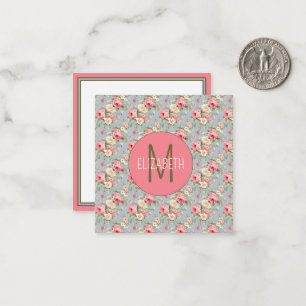 Shabby Chic Rosa und Blaue Hütte Rose und Blume Mitteilungskarte