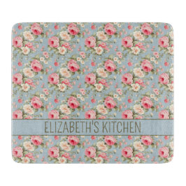 Shabby Chic Rosa und Blaue Hütte Rose und Blume Schneidebrett