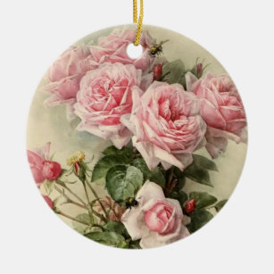 Shabby Chic-rosa viktorianische Rosen Keramikornament