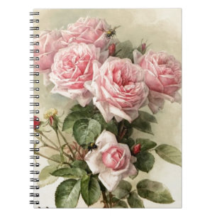 Shabby Chic-rosa viktorianische Rosen Notizblock