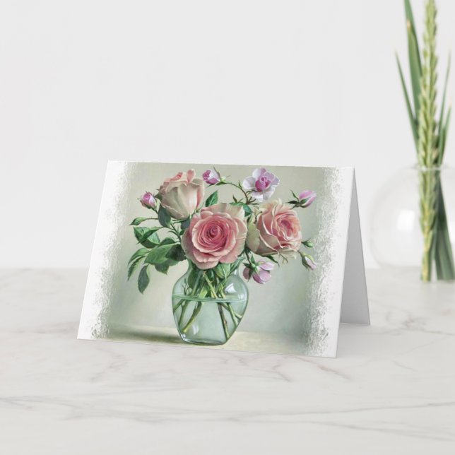 Shabby Chic Rosa Vintage Blankenkarte Karte (Vorderseite)