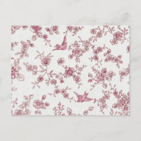 Shabby Chic Rosa Vintage Vögel Blumenmuster