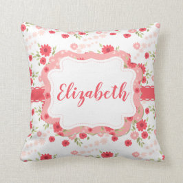 Shabby Chic-rosa weiße mit BlumenBlume Kissen