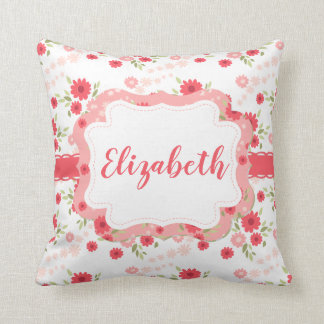 Shabby Chic-rosa weiße mit BlumenBlume Kissen