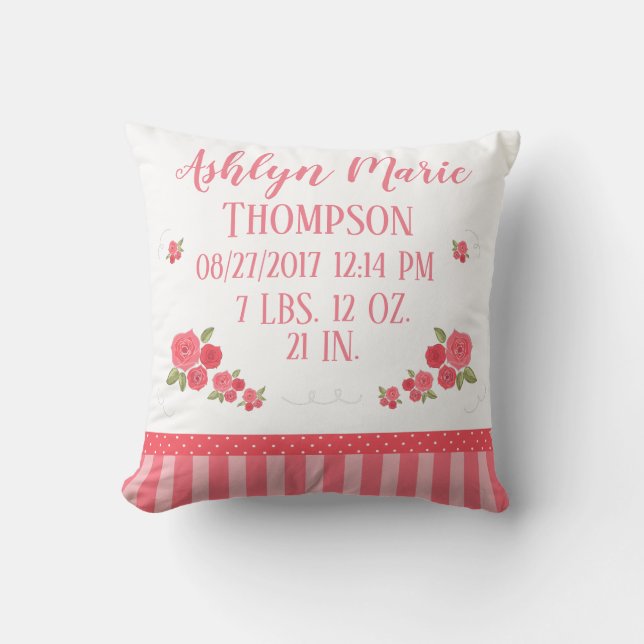 Shabby Chic-rosa weißer Kissen (Vorderseite)