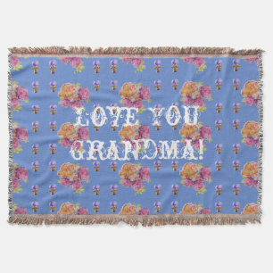 Shabby Chic Rose Blumenstrauß Liebe Ihr Oma Throw Decke