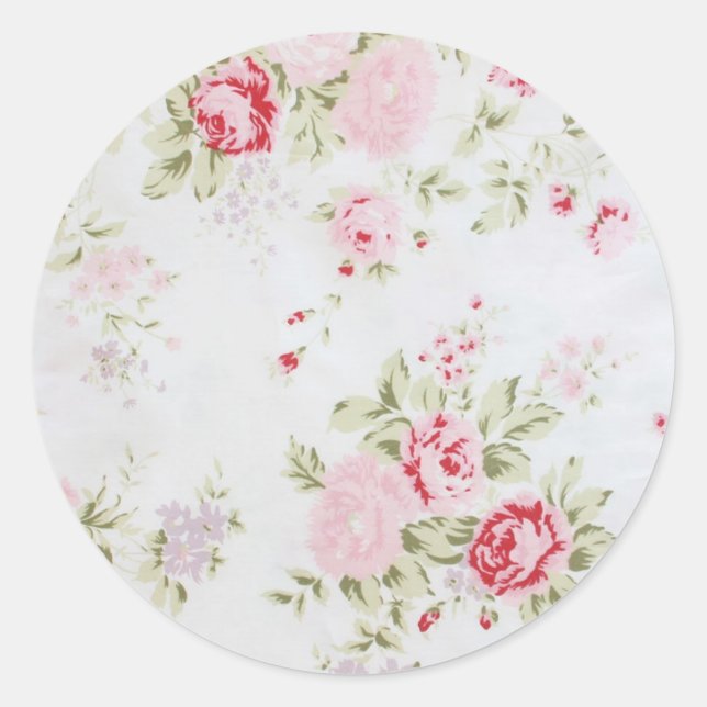 Shabby Chic Rose Floral Runder Aufkleber (Vorderseite)