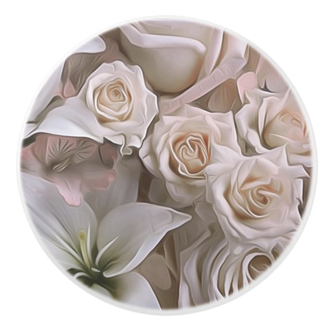Shabby Chic Rose Florenz Rustikales Bauernhaus Ele Keramikknauf (Vorderseite)