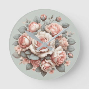Shabby Chic Rose Freude Runde Wanduhr