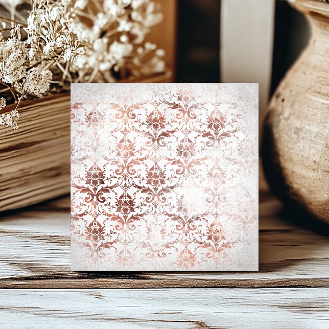Shabby Chic Rose Gold Damask Fliese (Von Creator hochgeladen)