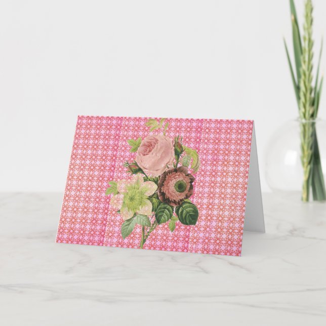 Shabby Chic Rose Grußkarte Karte (Vorderseite)