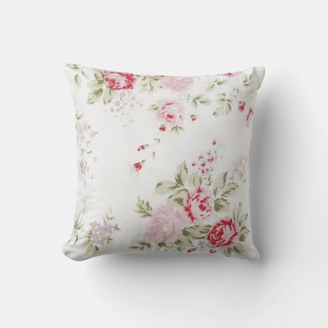 Shabby Chic-Rose mit Blumen Kissen (Vorderseite)