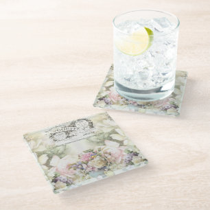 Shabby Chic-Rose-Muster Glasuntersetzer