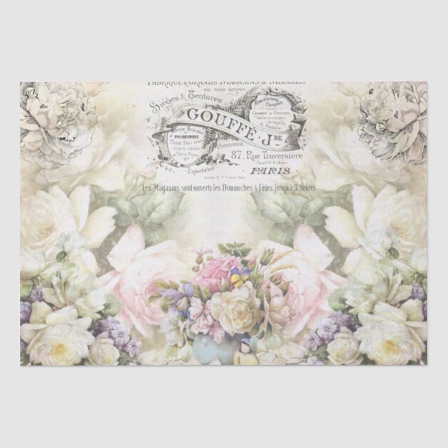 Shabby Chic-Rose-Muster Seidenpapier (Vorderseite)