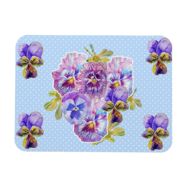 Shabby Chic rose Pansement Floral Blue Spot Magnet (Horizontal)