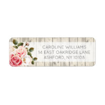 Shabby Chic Rose Rustikales Holz Rücksendeadresse