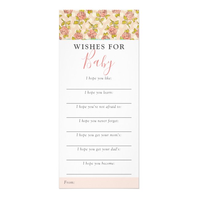 Shabby Chic Rose Wings Pour Baby shower Carte De J (Devant)